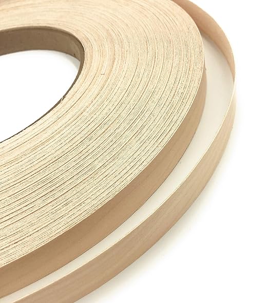 Edge Supply Birch 3/4 inch X 50 ft Roll of Plywood Edge Banding ??Pre-glued Real Wood Veneer Edging ??Flexible Veneer Edging ??Easy Application Iron-on Edge Banding for Furniture Restoration