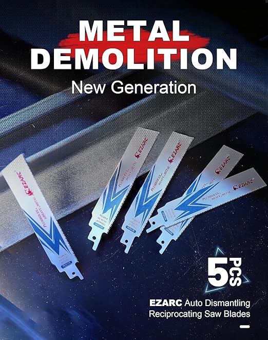 EZARC Reciprocating Saw Blade, 6-Inch Bi-Metal Sawzall Blades 14+18TPI for Steel Demolition R610DM (5-Pack)
