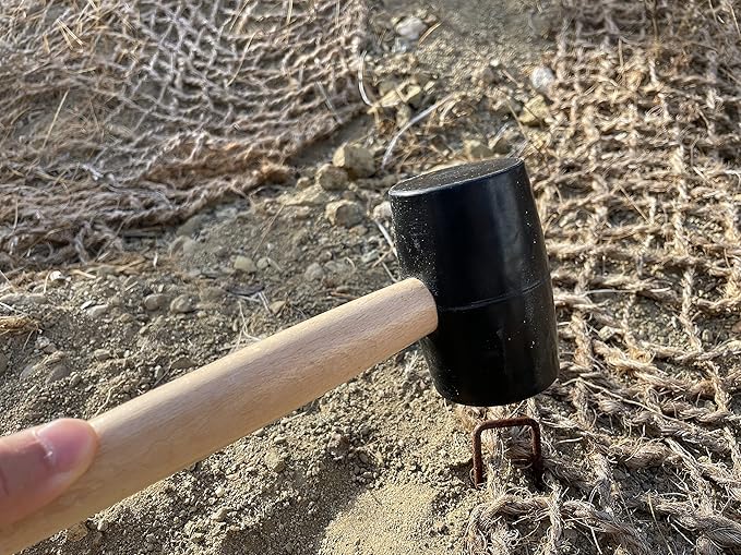 Sandbaggy Rubber Mallet | 20 oz Industrial Grade | For Applications Like Construction & Landscaping | Made of Solid Oak | Comfortable for All Day Use | Includes Tent Peg Remover (Pack of 12, Black)