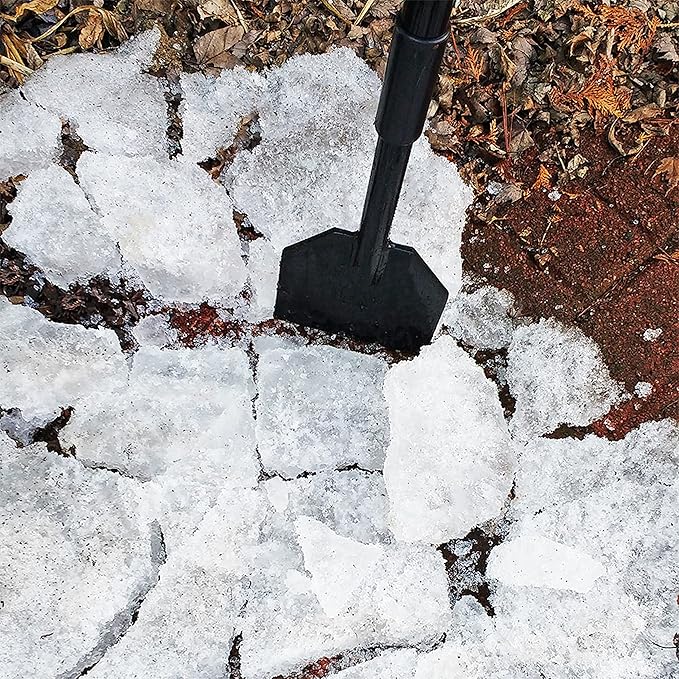 Heavy-Duty Long Handle Ice Scraper & Chopper - Steel Flat Head Shovel Floor Scraper for Gardens, Driveways & Sidewalks