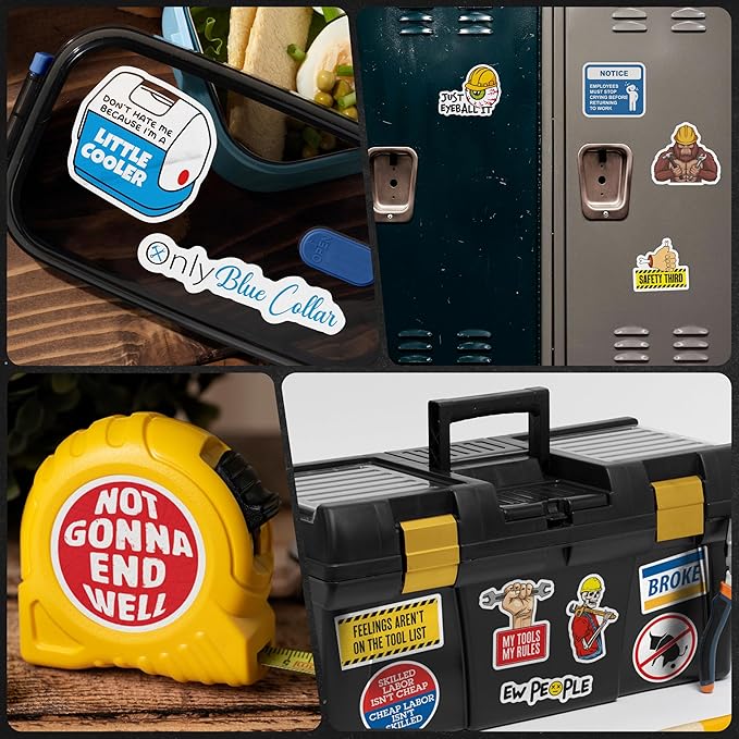 200 PCS Hard Hat Stickers for Adults (No Duplicates) Sarcastic, Meme, & Funny Stickers for Water Bottles, Toolbox, Helmet, & Hard Hat Accessories ??Ideal for All Blue Collar Workers