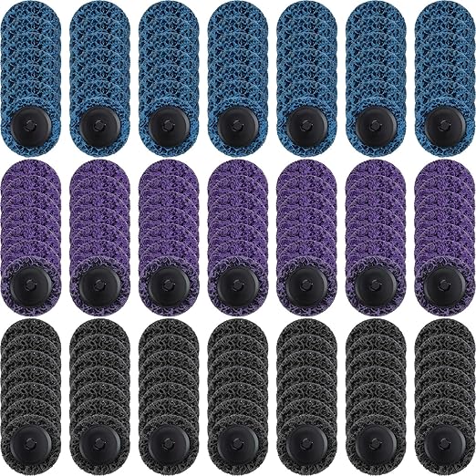 Macarrie 150 Pcs 2 Inch Surface Conditioning Sanding Discs Quick Change Fine Medium Coarse Sanding Pads Die Grinder Accessories for Surface Strip Grind Polish Burr Finish(Diamond)