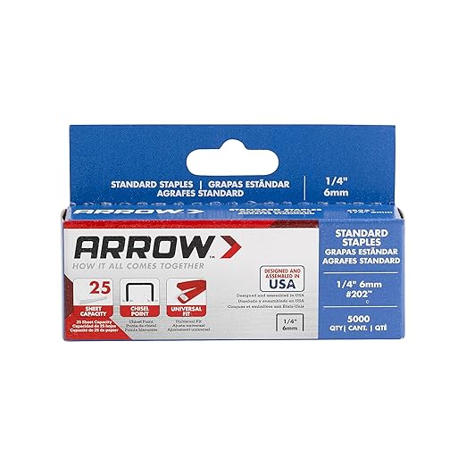 Arrow 202 1/4-Inch Length Galvanized Steel Staples for Desktop Staplers only; Office Supplies for Desk Staplers for Business, Classroom Supplies, Home Office, and Craft Use, 5000-Pack