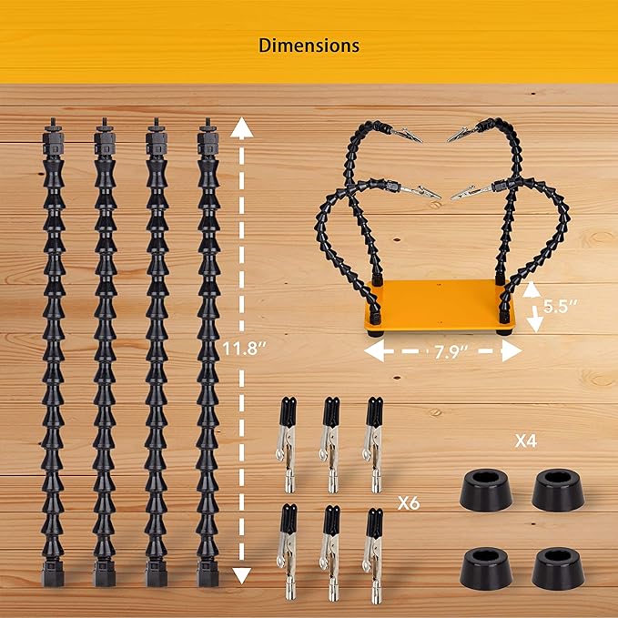 KOTTO Helping Hands Soldering Tool - 4 Arm Non-Slip - Steel Weighted Base with Heavy Duty Clips - Circuit Boards Holder - Crafts Jewelry Hobby Electronic