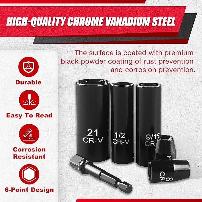 64pcs 3/8" Socket Set,Drive Impact Socket Set, SAE/Metric, Deep & Shallow, Cr-V Steel, 6 Point with Adapters, 72T Ratchet Handle, Extension Bars竊똁it Adapter竊?-24mm竊?/16-1 inch