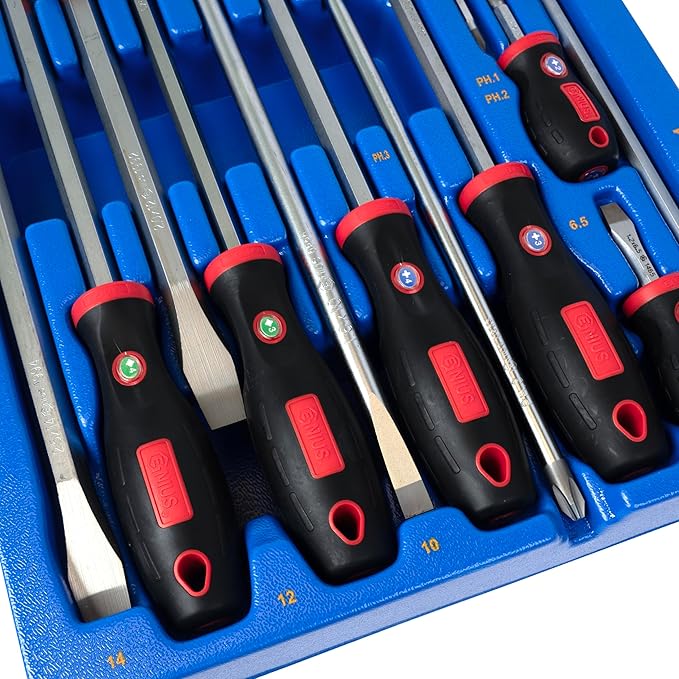 Genius Tools 14 Piece Slotted Philips & Posidriv Screwdriver Set MS-014