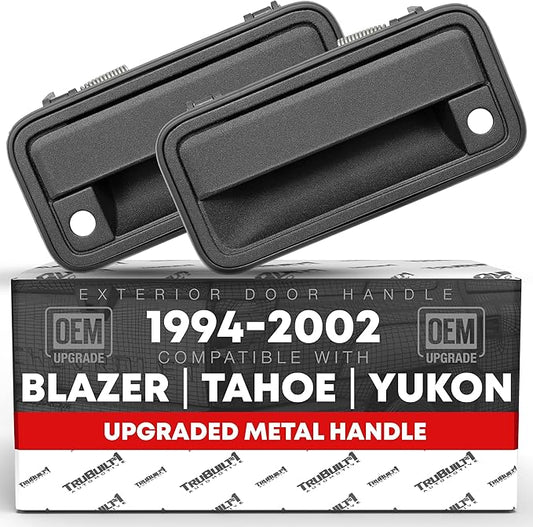Exterior Front Driver & Passenger Door Handle, Upgraded Metal - Compatible with 1995-2000 Chevrolet GMC C/K 1500, 2500, 3500, Suburban, Blazer, Tahoe, Yukon - Textured Black - OEM 15727338, 15727337