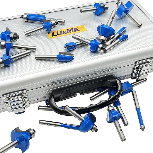 LU&MN Carbide Tipped Router Bit Set ( 24 PCS) with 1/4" Shank Wood Milling Saw Cutter, Multi-Purpose (Woodworking Tools for Home Improvement and DIY)