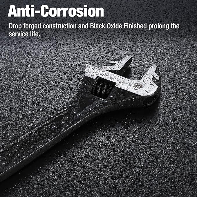 WORKPRO 6" Adjustable Wrench, Black Oxide Wrench 6 Inch with Inch/Metric Scale, Premium Cr-V Steel