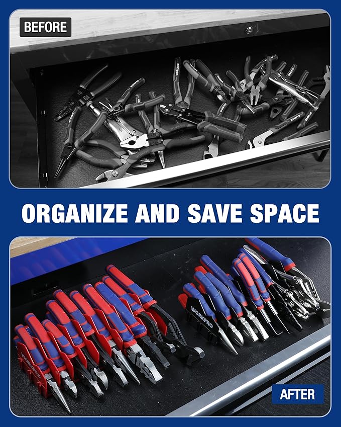 WORKPRO 2-Pack Plier Organizer Rack, Pliers Holder and Cutter Organizers with Non-Slip Rubber Base, 20-Slot Tool Box Organizer, Tool Drawer Organizer, Tool Storage, Plier Rack (Pliers Not Included)
