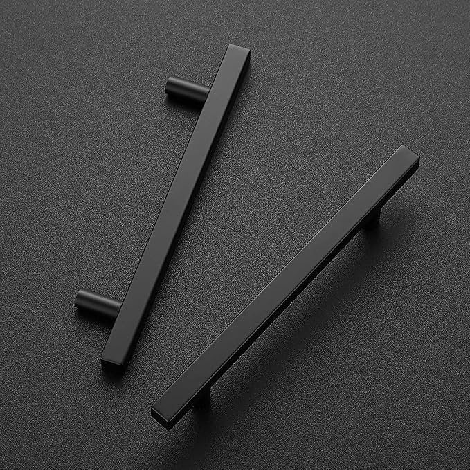Ravinte Black Cabinet Handles 25 Pack 5 inch Matte Black Square Cabinet Pulls Kitchen Hardware Modern Pulls 7-3/8 inch Overall Length Kitchen Drawer Handles