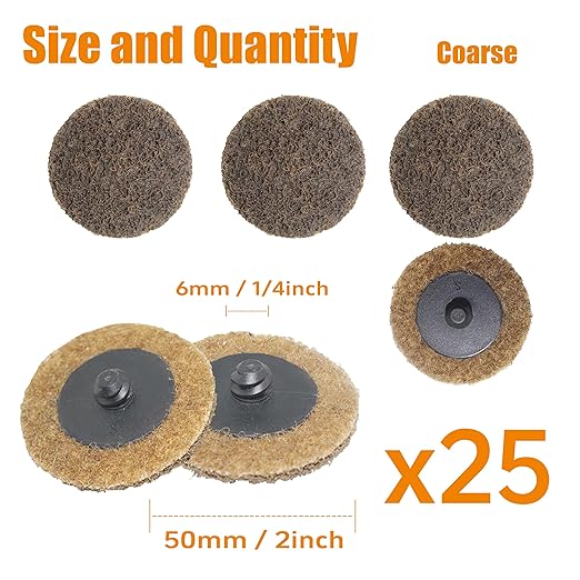 Merryland Surface Conditioning Disc 2 inch for Die Grinder, 2inch Coarse Quick Change Disc 25 Pack, Sanding Disc Nylon Non-Woven Disc Paint Rust Metal Steel Iron Universal, DGTAA25C1