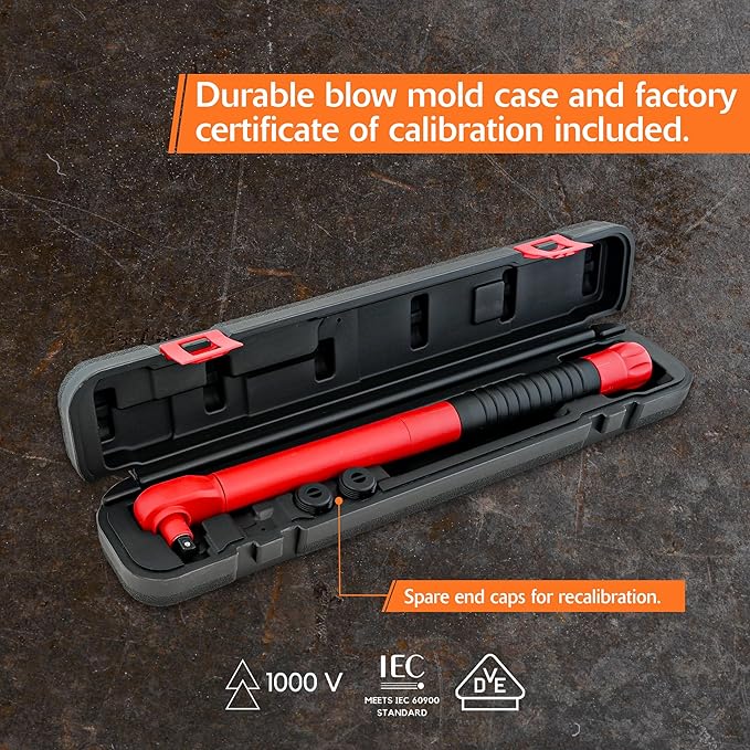 Dynamic 3/8" Drive Insulated Torque Wrench, 20-70 ft. lbs./20-100 Nm Range, Electrical Protection Up To 1,000V, Click Torque Wrench