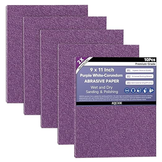 Premium White Corundum 80 Grit Sandpaper, 9 x 11 Inch Heavy Duty Wet Dry Abrasive Sheets for Wood Metal Automotive Coarse Sanding and Smoothing 10Sheets