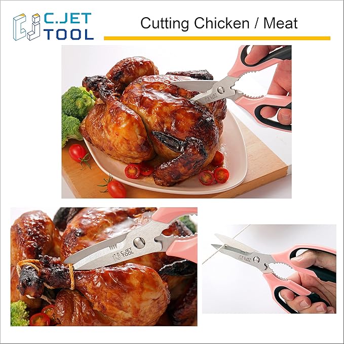 8" Heavy Duty Scissors, Utility Scissors All Purpose for Cardboard, Plastic, Carpet, Rope, Leather. Sharp Stainless Steel Blades, Non?멣lip Handle, Kitchen Shears for Food, Meat & Poultry