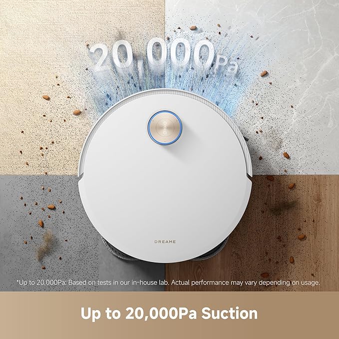 DREAME X50 Ultra White Robot Vacuum and Mop with Auto-Empty and Mop Self-Cleaning, 20,000Pa Suction, Obstacle Avoidance and 360째 Navigation, Corner to Edge Deep Cleaning, Detangling Brush