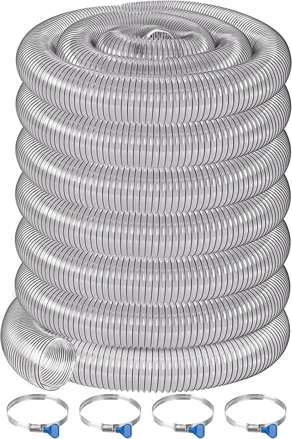 4"x70'PVC Dust Collection Hose,4Inch Dust Collector Hose for Vacuum,Woodworking Dust Collection System,Puncture Resistant Clear Flex PVC Dust Collection Hose Fume Debris Dust Hose w/Carbon Steel Wire