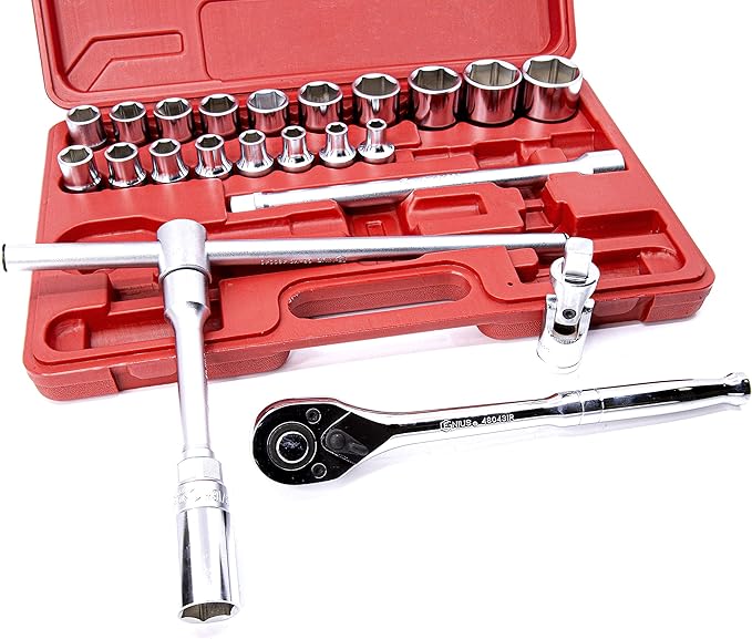Genius Tools GS-424MA 24 Piece 1/2" Dr. Metric Hand Socket Set