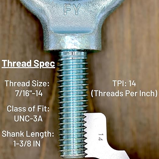 3 Pcs Lifting Shoulder Eye Bolts 7/16"-14 X 1-3/8" | Blue Bright Zinc Plated
