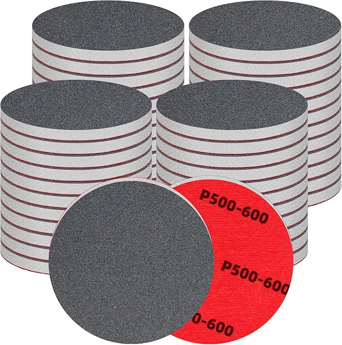 48 Pcs 3 inch Round Sanding Sponge 500-600 Grit Sandpaper Assortment, Washable & Reusable Foam Sanding Pads for Wood, Metal, Hook and Loop Sanding Discs