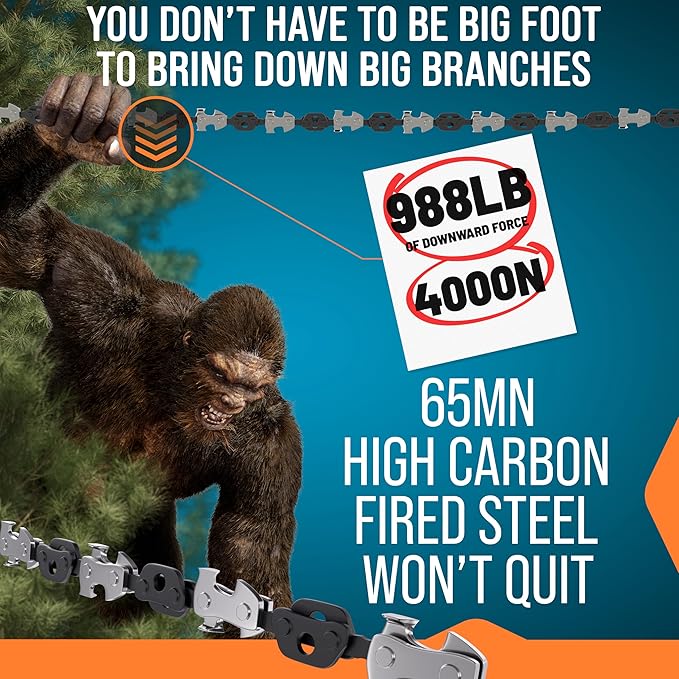 High Limb Rope Saw 53 In Chain Only - Zero Effort 360 Rope Chain Saw - Sharp Manual Tree Limb Cutter - Hand Chainsaw - Fast and Easy Pocket Chainsaw