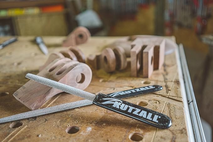 Kutzall Original 8" Half-Round Hand Rasp - Fine, for Woodworking & Shaping, W/Ergonomic Soft Grip Handle, Abrasive Tungsten Carbide Coating - 13" (330.2mm) Overall Length - HR8170
