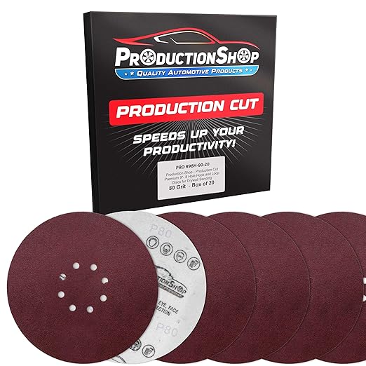 Premium 9" Red 8-Hole Pattern 80 Grit Sanding Discs, Box of 20 - Dustless Hook & Loop Backing Sandpaper for Drywall Power Sanders, Coarse-Cut Abrasive - Woodworking, Sand Auto Paint