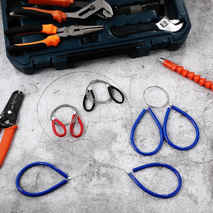 4 Pcs Stainless Steel Cable Saw, Metal Wire Saw Hand Pocket String Emergency Survival Rope Cutting Tools PVC Pipe Cutting Tool for Wood Camping Hiking Hunting, 23.62 Inch(Red Black and Blue)