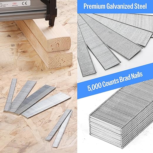 meite 1-1/2-Inch Brad Nails, 18 Gauge 1-1/2 Inch Length Galvanized Brad Nails for Pneumatic, Electric 18GA Brad Nailer Gun (1 Case - 12 Boxes)
