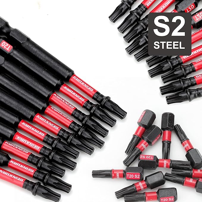 15Pieces T25 2 In. Impact Tough Magnetic #25 Torx Head Power Bits, S2 Alloy Steel T25 Screwdriver Bits Set