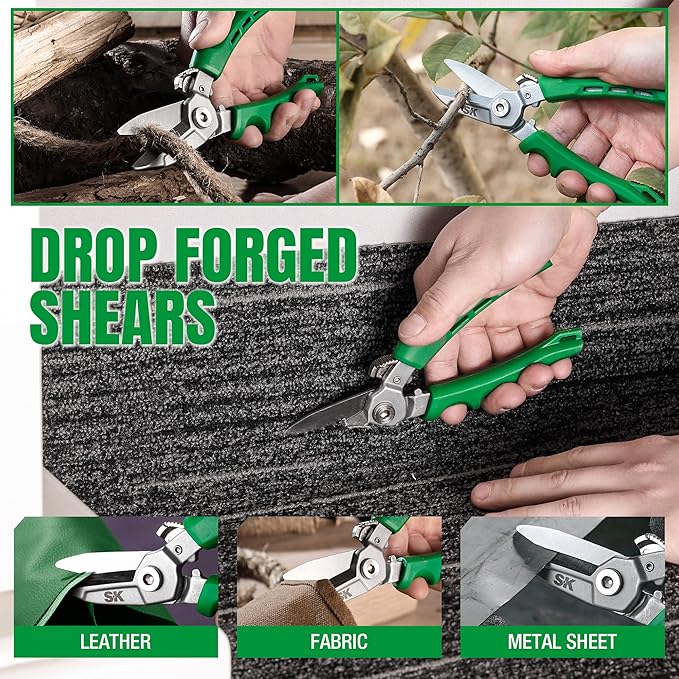 SK 7" Heavy Duty Scissors, All Purpose Shears, Drop Forged CR-V Blades with Safety Lock, Comfortable Grips