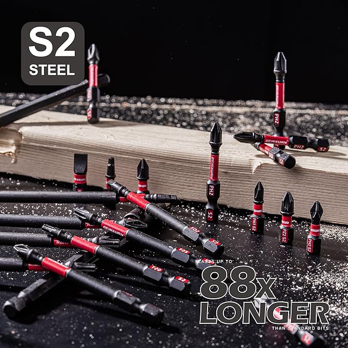 Screwdriver Bit Set with PH1/PH2/PH3/SQ1/SQ2/T20/T25/SL8/SL10 and 1Pcs Impact Bit Holder and Mini Wrench, 27Pieces Impact Rate Insert Driver Bit Set