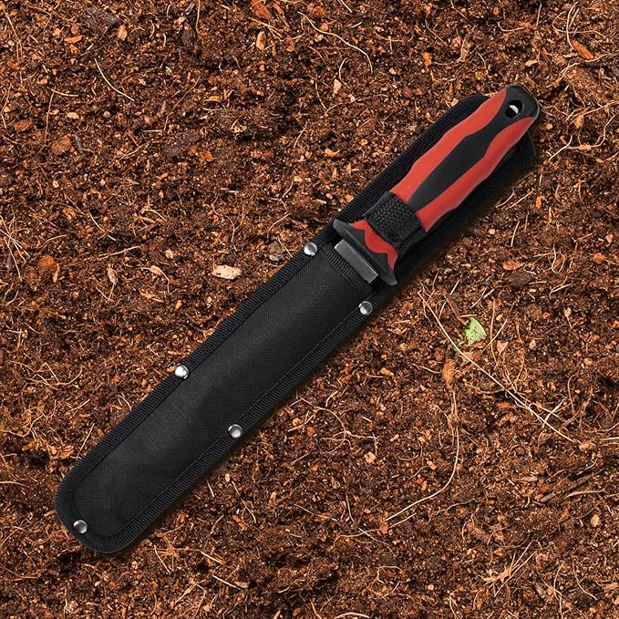 Insulation Knife - Sod Cutter Knife: stainless steel 7.87-Inch sharp blade, double side utility Lawn Repair SAW with Nylon Sheath (red)