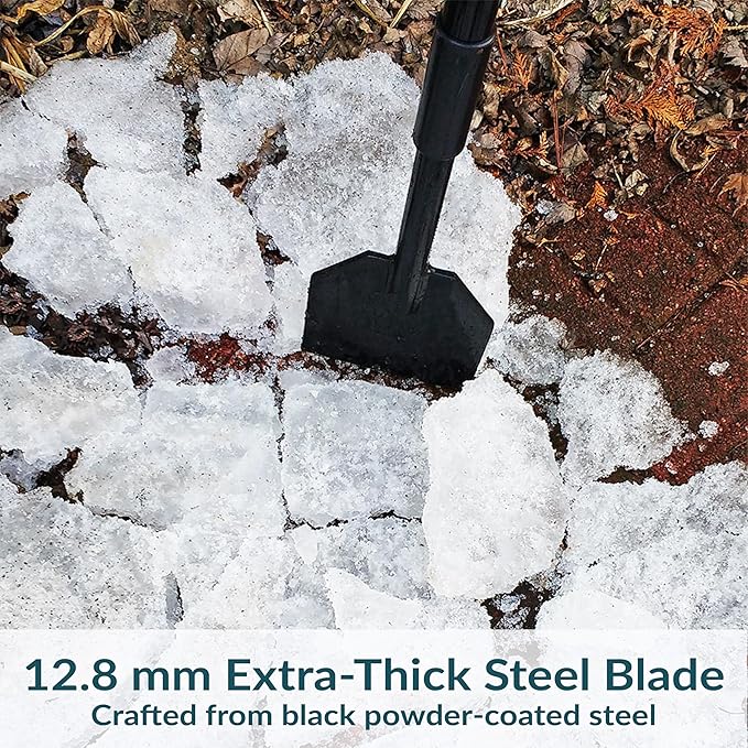 Heavy-Duty Long Handle Ice Scraper & Chopper - Steel Flat Head Shovel Floor Scraper for Gardens, Driveways & Sidewalks