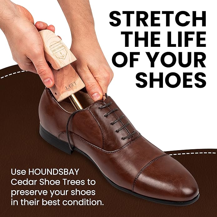 HOUNDSBAY Cedar Shoe Tree - Shoe Trees for Men & Women, Sneakers, Widener & Shaper