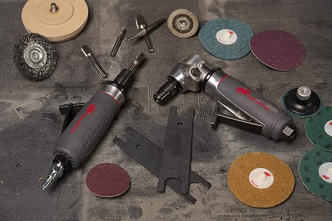 Ingersoll Rand 5104MAX Angle Air Die Grinder, 12,000 RPM, 0.4 HP, 1/4" Collet, Rear Exhaust