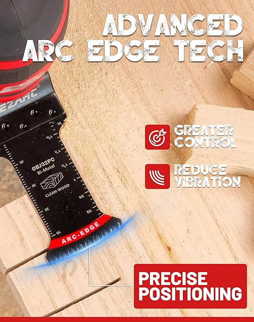 EZARC Bi-Metal Arc Edge Oscillating Tool Blade, Japanese Teeth Oscillating Saw Blades for Clean Cuts in Hard Wood & Plastic, Universal Fit Multitool Blades, 5-Pack