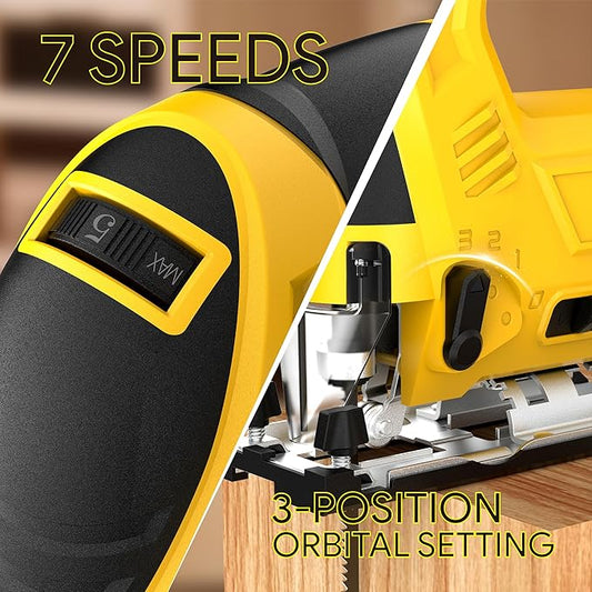 Cordless Jig Saw Compatible with Dewalt 20v Max Battery(No Battery) Brushless Jigsaw, Variable Speed, 45° Beveled Cuts, 3 Orbital Action, with Jigsaw Blades for Straight/Curve/Circle Cutting