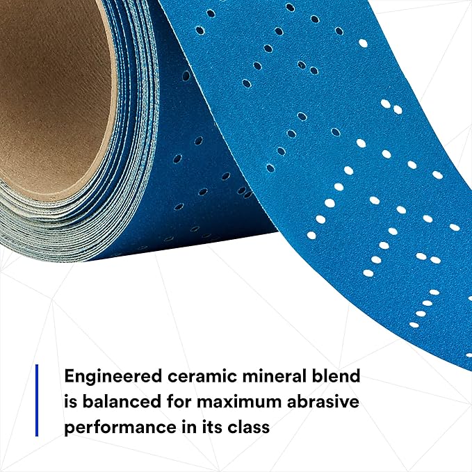 3M Hookit Blue Abrasive Sheet Roll, 36191, Multi-Hole, 2.75 in x 13 yd, 180+ Grade, Automotive Sanding Roll Sandpaper for Coating Removal, Body Repair, Auto Sanding