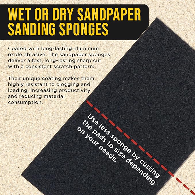 Dura-Gold 320 Grit 5" x 2-3/4" Sanding Sponges, Box of 20 - Performance Hook & Loop Wet or Dry Flexible Sandpaper Sponge Pads - for Hand Sanding Blocks, Palm Sanders - Polish Metal, Auto Paint, Wood