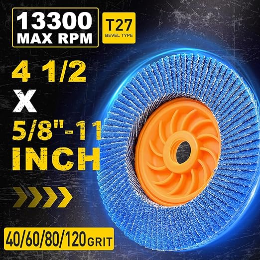 Flap Discs 4 1/2 for Angle Grinder no Tools Installation, 20 Pcs 40/60/80/120 Grit Flap Disc, 4.5" x 7/8" High Density Trimmable Zirconia Type 27 Flap Sanding Disc for Grinding and Sanding (20 Pack)