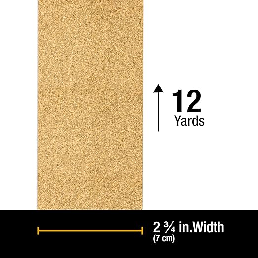 Dura-Gold Premium - 60 Grit Gold - Hook & Loop Backing Longboard Continuous Sandpaper Roll, 2-3/4" Wide, 12 Yards Long - For Automotive & Woodworking Air File Long Board Sanders, Hand Sanding Blocks
