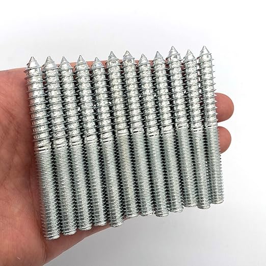 12 Pack 5/16-18 x 3 Inch Silver Hanger Bolts 5/16-18" Double Headed Bolts 5/16 Wood Dowel Screw Self-Tapping Screw Hanger Bolts for Furniture Screws Double Screw Threaded Rods Bolt 75mm Length