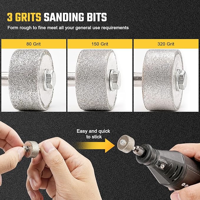 Sanding Bits for Dremel Rotary Tool竊똆rinding Stone Diamond Sanding Drill Bits with 1/8" Shank - Tough Enough to Metal Rust Removal/Smoothing/Sharpening - 80 Grit 1 Pack