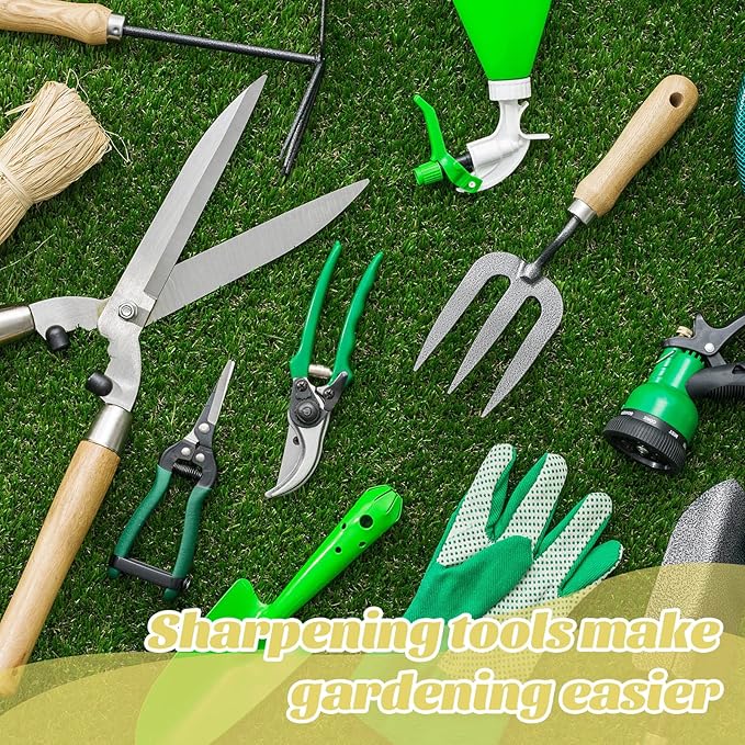 2 Pieces Garden Sharpening Stone for Garden Diamond Coated Sharpener Stone Tool, 9 x 1.47 Inches