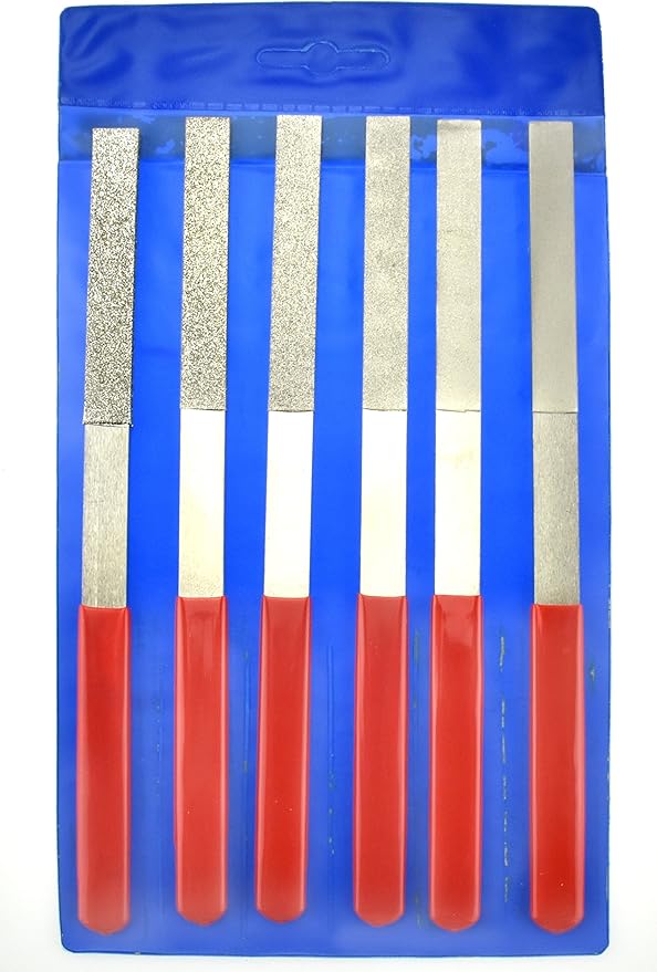 SE 6-Piece Diamond Flat File Set for Metal, Glass, Wood, and Crafts - 40 to 600 Grit - 74336DF