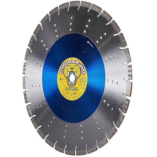 Cougar HD 18 Inch Concrete Diamond Blade, Supreme Heavy-Duty Segmented Blade, Dry/Wet Combo Cutting Reinforced Concrete, Asphalt, Stone, 1" Arbor