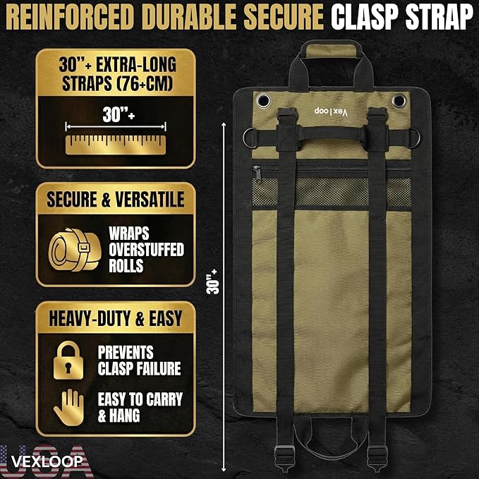 Heavy-Duty Tool Roll Bag Organizer Aluminium Clasp | Ultra Thick & Puncture Resistant Mechanic Roll tool Bag for Truck, Jeep & Car | Large Capacity Overland Gear Storage | Roll Up Tool Bag Organizer