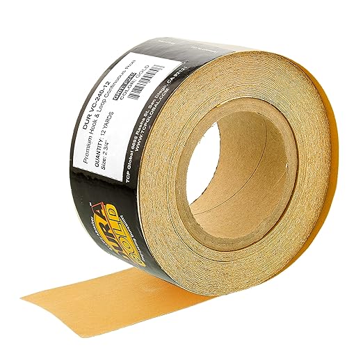 Dura-Gold Premium - 240 Grit Gold - Hook & Loop Backing Longboard Continuous Sandpaper Roll, 2-3/4" Wide, 12 Yards Long - for Automotive & Woodworking Air File Long Board Sanders, Hand Sanding Blocks