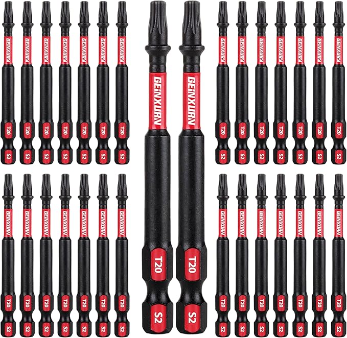 30Pieces T20 3 In. Insert Driver Bits,Impact Tough Magnetic #20 Torx Head Power Bits, S2 Alloy Steel T20 Screwdriver Bit Set